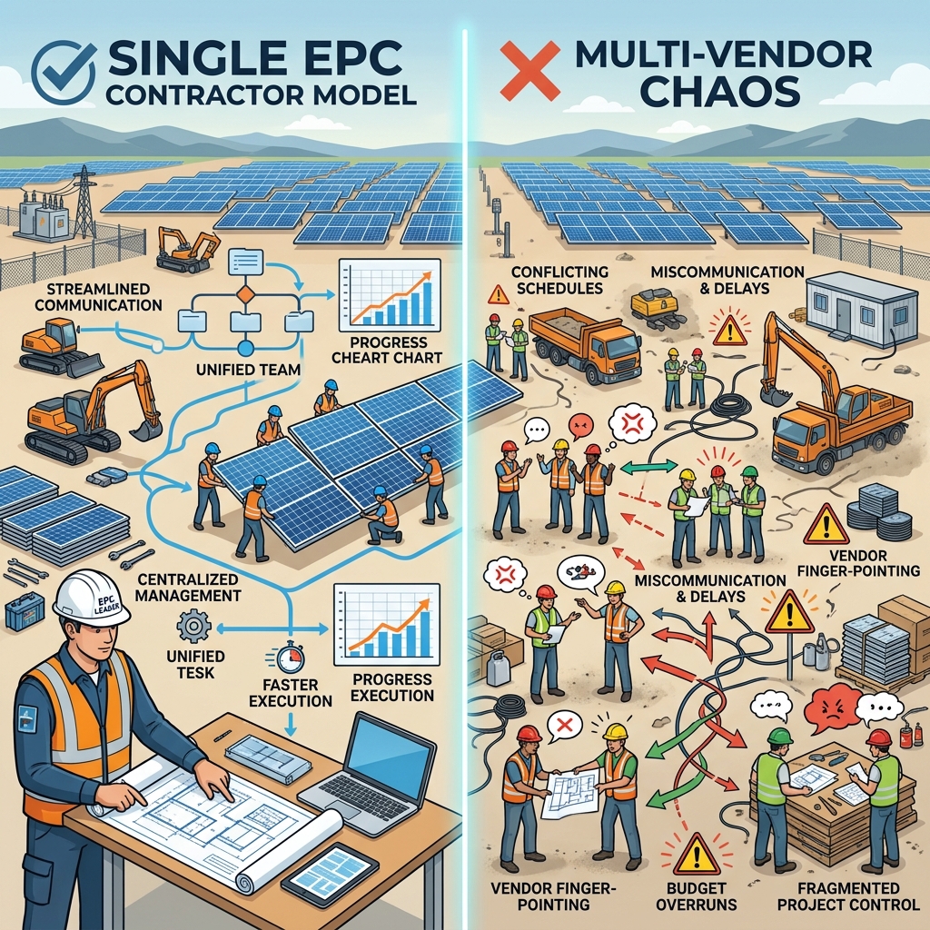 Solar EPC vs multi-vendor contracting comparison